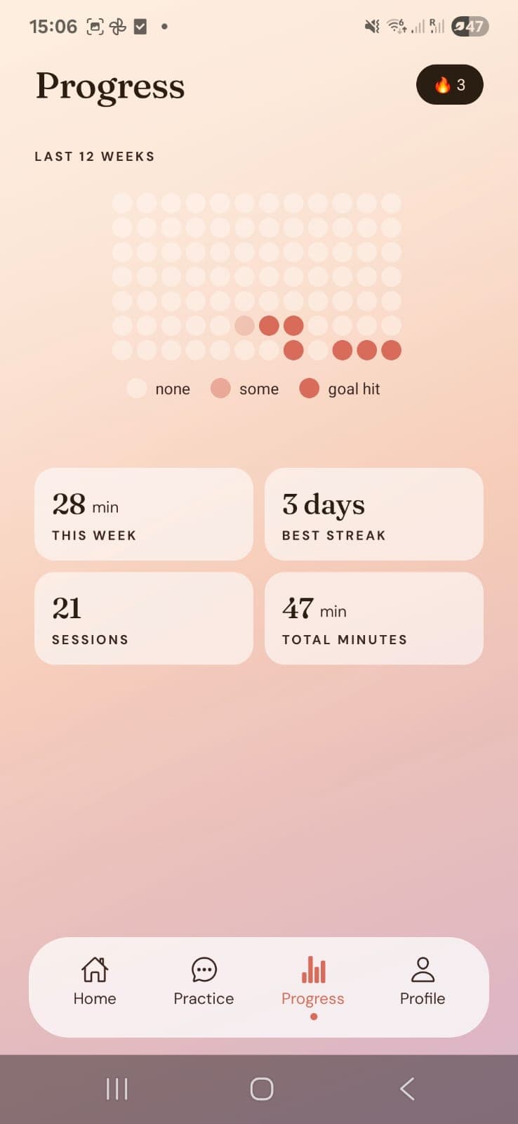 Progress screen